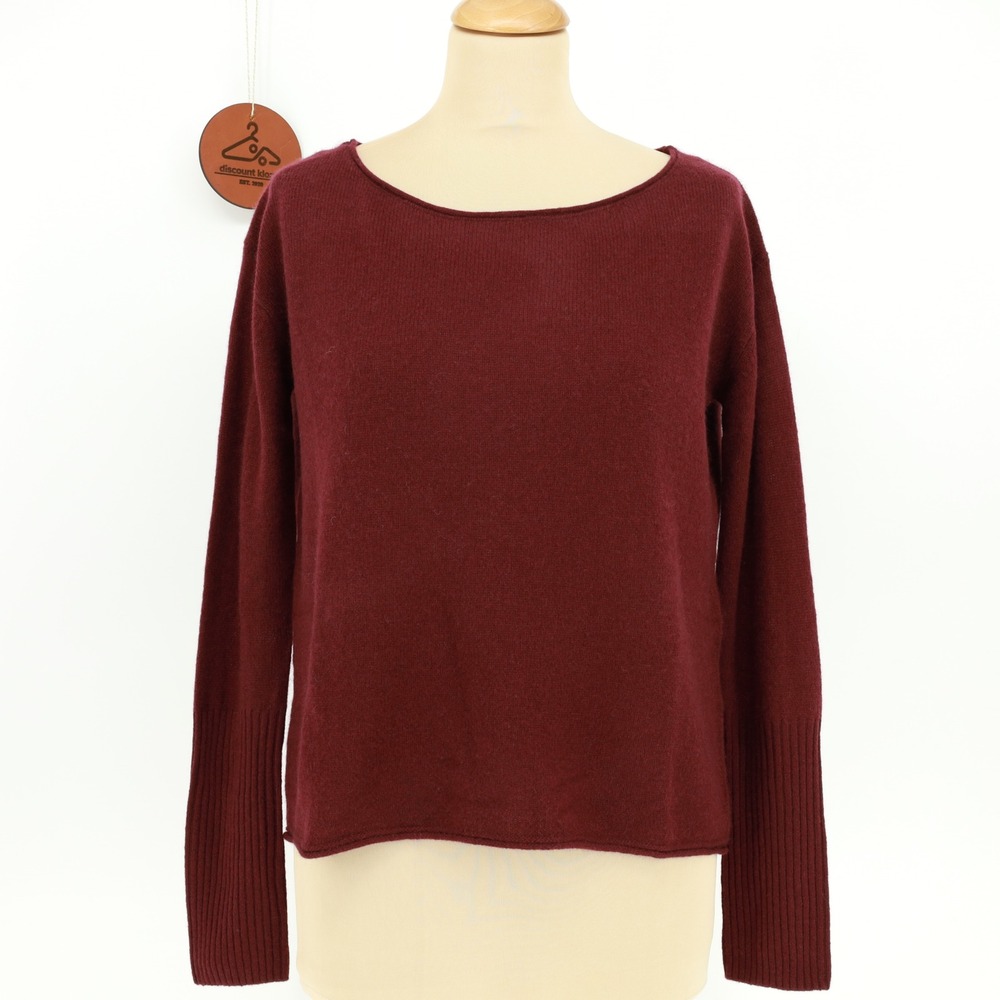 Naadam 100% Cashmere Boatneck Sweater Merlot Burgundy‎ XS NWT Minimalist Luxury